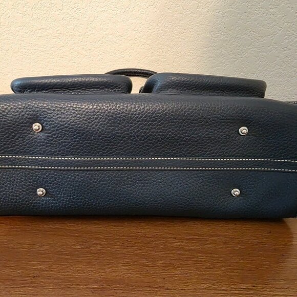 Dooney & Bourke Navy All-Weather Pebbled Leather Satchel With Adjustable Strap - Picture 3 of 13